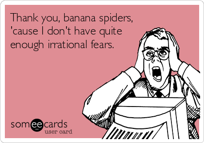 Thank you, banana spiders,
'cause I don't have quite
enough irrational fears.