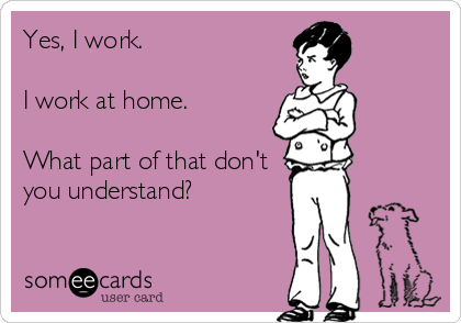 Yes, I work. 

I work at home.

What part of that don't
you understand?