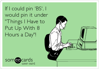 If I could pin 'BS', I
would pin it under
"Things I Have to
Put Up With 8
Hours a Day"!