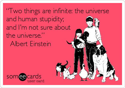 “Two things are infinite: the universe
and human stupidity;
and I'm not sure about
the universe.” 
? Albert Einstein