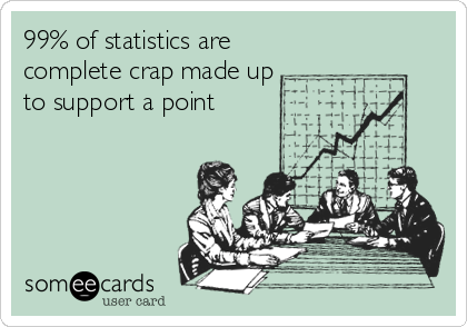 99% of statistics are
complete crap made up
to support a point
