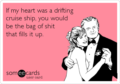 If my heart was a drifting
cruise ship, you would
be the bag of shit
that fills it up.