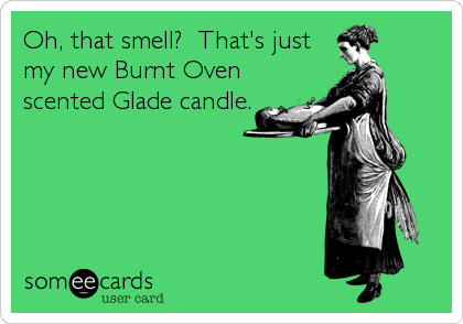 Oh, that smell?  That's just
my new Burnt Oven
scented Glade candle.