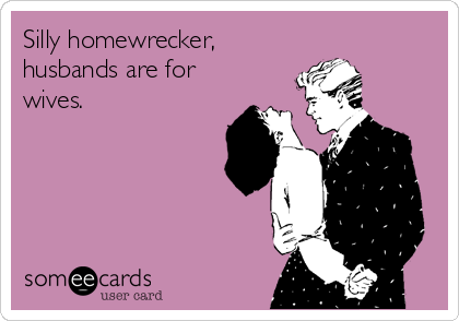 Silly homewrecker, 
husbands are for
wives.