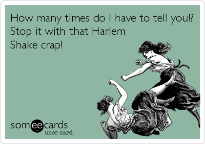 How many times do I have to tell you!?
Stop it with that Harlem
Shake crap!