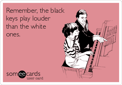 Remember, the black
keys play louder
than the white
ones.