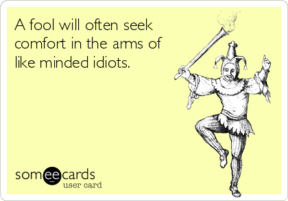 A fool will often seek 
comfort in the arms of 
like minded idiots.