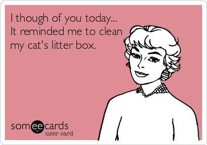 I though of you today...
It reminded me to clean
my cat's litter box.