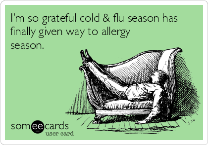 I'm so grateful cold & flu season has
finally given way to allergy
season.