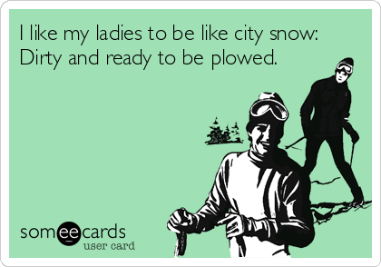 I like my ladies to be like city snow: 
Dirty and ready to be plowed.