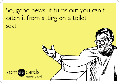 So, good news, it turns out you can't
catch it from sitting on a toilet
seat.