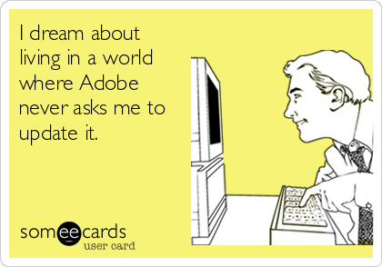 I dream about
living in a world
where Adobe
never asks me to
update it.