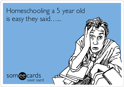Homeschooling a 5 year old
is easy they said…...