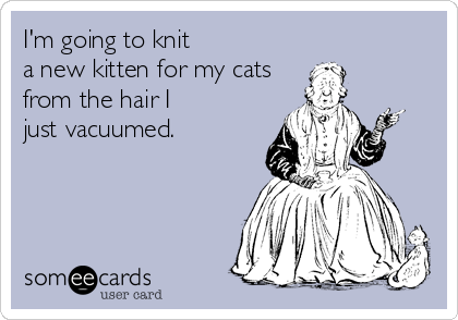 I'm going to knit
a new kitten for my cats
from the hair I 
just vacuumed.
