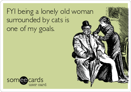 FYI being a lonely old woman
surrounded by cats is
one of my goals.