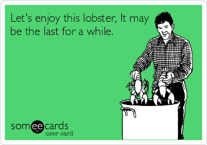 Let's enjoy this lobster, It may
be the last for a while.