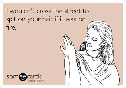 I wouldn't cross the street to
spit on your hair if it was on
fire.
