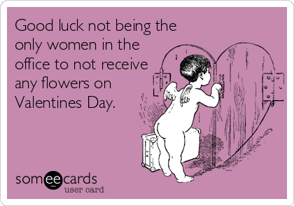 Good luck not being the 
only women in the
office to not receive
any flowers on
Valentines Day.