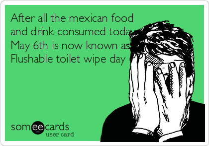 After all the mexican food
and drink consumed today.
May 6th is now known as
Flushable toilet wipe day
