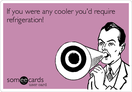 If you were any cooler you'd require
refrigeration!