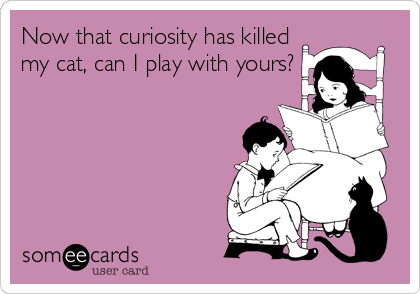 Now that curiosity has killed
my cat, can I play with yours?