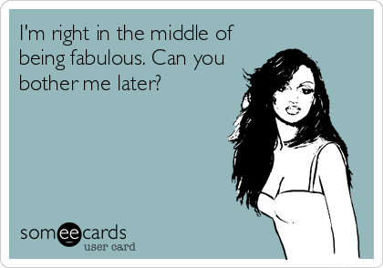 I'm right in the middle of
being fabulous. Can you
bother me later?