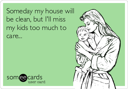 Someday my house will
be clean, but I'll miss
my kids too much to
care...