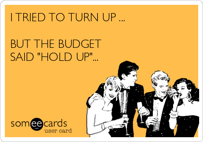 I TRIED TO TURN UP ...

BUT THE BUDGET
SAID "HOLD UP"...