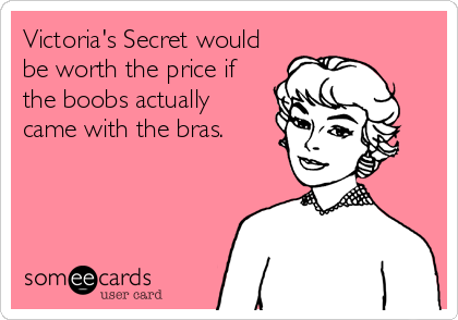 Victoria's Secret would
be worth the price if
the boobs actually 
came with the bras.