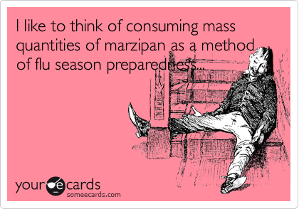 I like to think of consuming mass quantities of marzipan as a method of flu season preparedness...