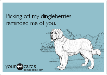 
Picking off my dingleberries reminded me of you.