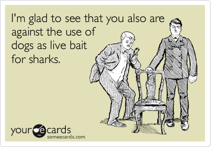 I'm glad to see that you also are
against the use of
dogs as live bait
for sharks.