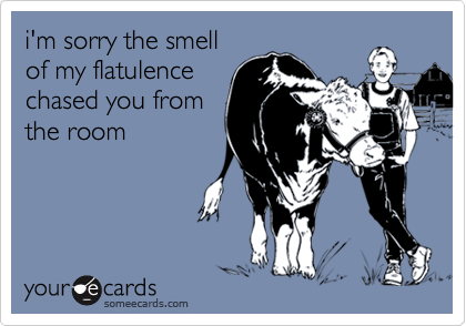 i'm sorry the smell
of my flatulence
chased you from
the room