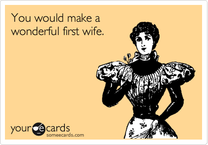 You would make a
wonderful first wife.