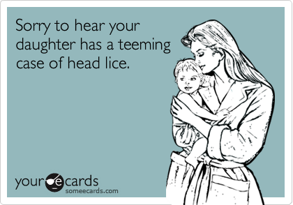 Sorry to hear your
daughter has a teeming
case of head lice.