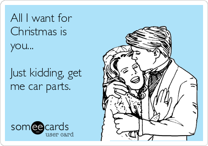 All I want for
Christmas is
you...

Just kidding, get
me car parts. 