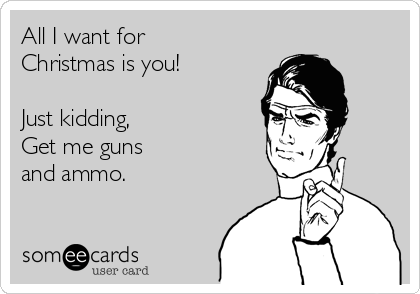 All I want for
Christmas is you!

Just kidding, 
Get me guns 
and ammo.