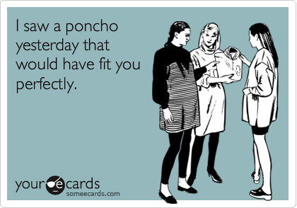 I saw a poncho
yesterday that
would have fit you
perfectly.