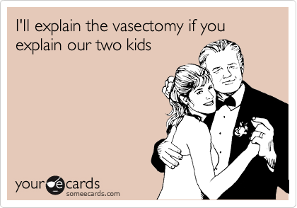 I'll explain the vasectomy if you explain our two kids