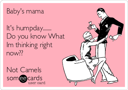 Baby's mama

It's humpday....... 
Do you know What
Im thinking right
now??

Not Camels