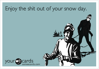 Enjoy the shit out of your snow day.