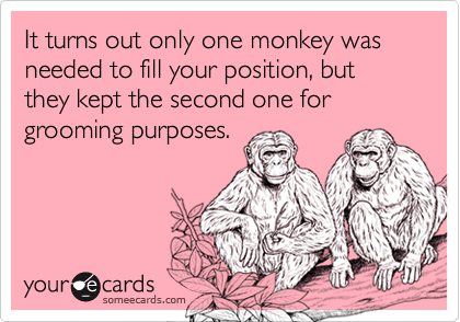 It turns out only one monkey was needed to fill your position, but they kept the second one for grooming purposes.