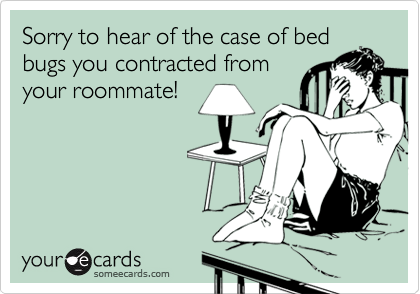 Sorry to hear of the case of bedbugs you contracted fromyour roommate!