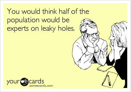 You would think half of the population would be
experts on leaky holes.