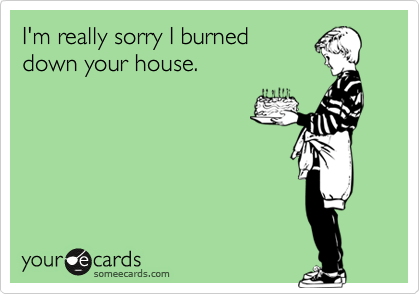 I'm really sorry I burned down your house. | Apology Ecard