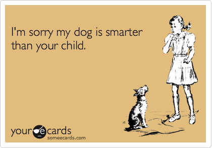 
I'm sorry my dog is smarter
than your child.