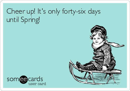 Cheer up! It's only forty-six days
until Spring!