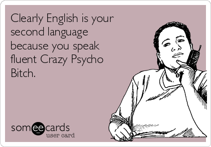 Clearly English is your
second language
because you speak
fluent Crazy Psycho
Bitch.


