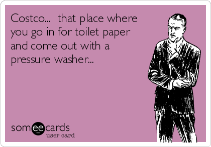 Costco...  that place where
you go in for toilet paper
and come out with a
pressure washer...
