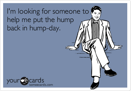 I'm looking for someone to
help me put the hump
back in hump-day.